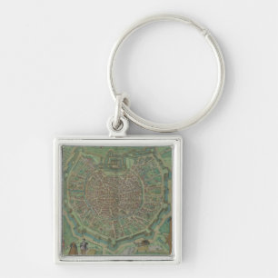 Karte von Mailand, von "Civitates Orbis Terrarum" Schlüsselanhänger