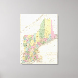 Karte von Maine, New Hampshire, Vermont Leinwanddruck