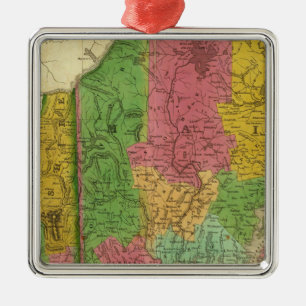 Karte von Maine, von New Hampshire und von Vermont Silbernes Ornament