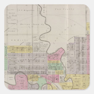 Karte von Marion, Marion County, Kansas Quadratischer Aufkleber