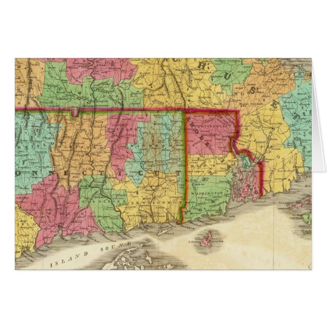 Karte von Massachusetts Connecticut und Rhode Isla (Vorderseite (Horizontal))