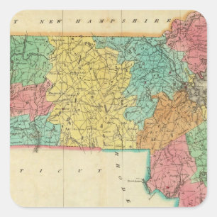 Karte von Massachusetts Quadratischer Aufkleber