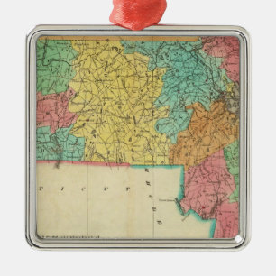 Karte von Massachusetts Silbernes Ornament
