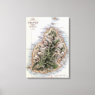 Karte von Mauritius, Illustration 'Paul und Leinwanddruck