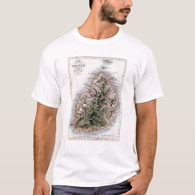Karte von Mauritius, Illustration 'Paul und T-Shirt (Vorderseite)
