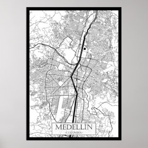 Karte von Medellín Kolumbien Poster