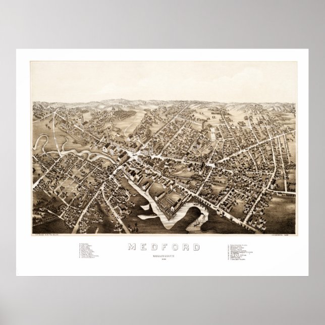 Karte von Medford, Massachusetts von 1880 Poster (Vorne)