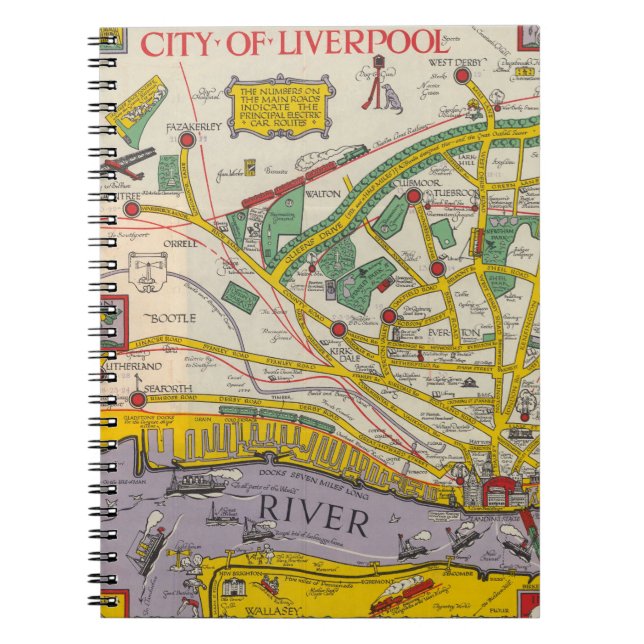 Karte von Merseyside, Liverpool Notizblock (Vorderseite)
