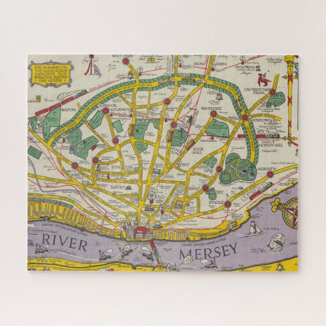 Karte von Merseyside, Liverpool Puzzle (Horizontal)