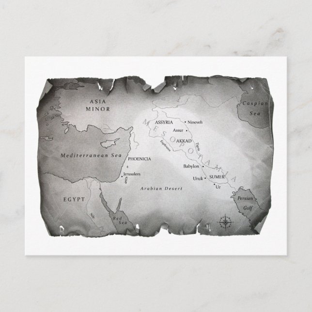 KARTE VON MESOPOTAMIA Postkarte (Vorderseite)