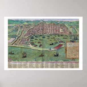 Karte von Messina, von "Civitates Orbis Terrarum"  Poster