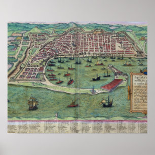 Karte von Messina, von "Civitates Orbis Terrarum"  Poster