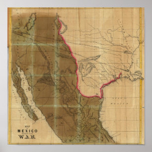 Karte von Mexiko Seat des Krieges zeigend Poster