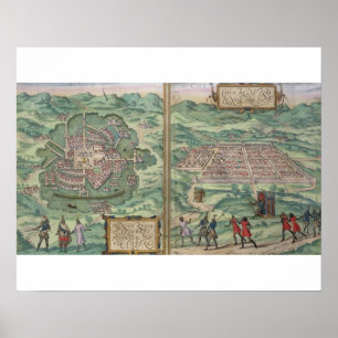 Karte von Mexiko und Cuzco, von 'Civitates Orbis T Poster