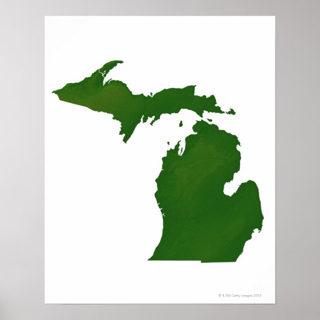 Karte von Michigan Poster (Vorne)