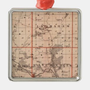 Karte von Mills County, Staat von Iowa Ornament Aus Metall