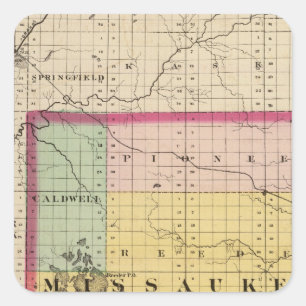 Karte von Missaukee Landkreis, Michigan Quadratischer Aufkleber