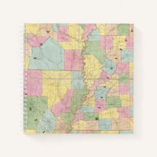 Karte von Mississippi, Louisiana und Arkansas Notizbuch