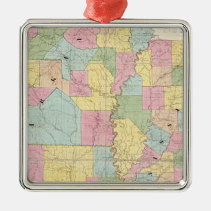 Karte von Mississippi, Louisiana und Arkansas Silbernes Ornament