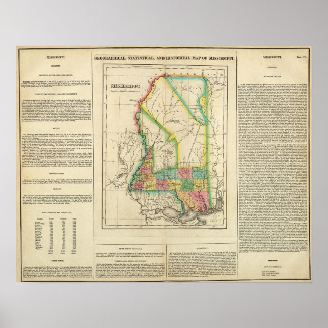 Karte von Mississippi Poster (Vorne)