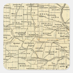 Karte von Missouri 2 Quadratischer Aufkleber