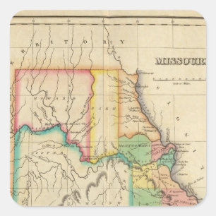 Karte von Missouri Quadratischer Aufkleber
