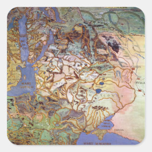 Karte von Mitteleuropa Quadratischer Aufkleber