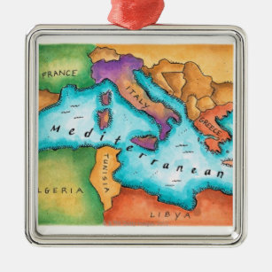 Karte von Mittelmeer Ornament Aus Metall