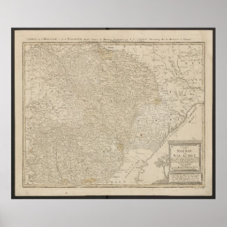 Karte von Moldawien und Walachei von 1785 Poster