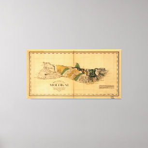 Karte von Molokai, Hawaiianische Insel (1897) Leinwanddruck