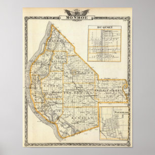 Karte von Monroe County, von DuQuoin und von Poster