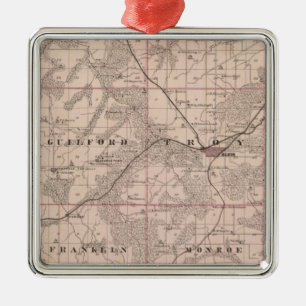 Karte von Monroe Landkreis, Staat von Iowa Ornament Aus Metall