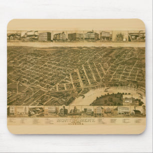 Karte von Montgomery, Hauptstadt Alabama (1887) Mousepad