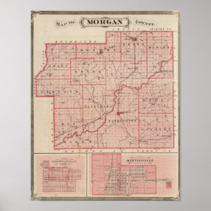 Karte von Morgan County mit Mooresville Poster