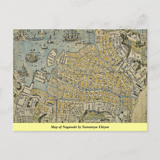 Karte von Nagasaki von Yamatoya Ukiyoe (Vorderseite)