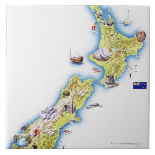 Karte von Neuseeland Fliese