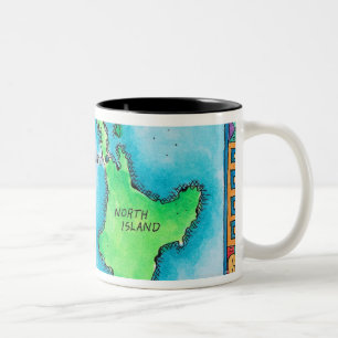 Karte von Neuseeland Zweifarbige Tasse