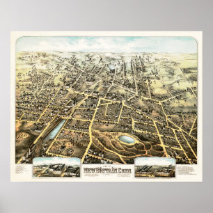 Karte von New Britain, Connecticut von 1875 Poster