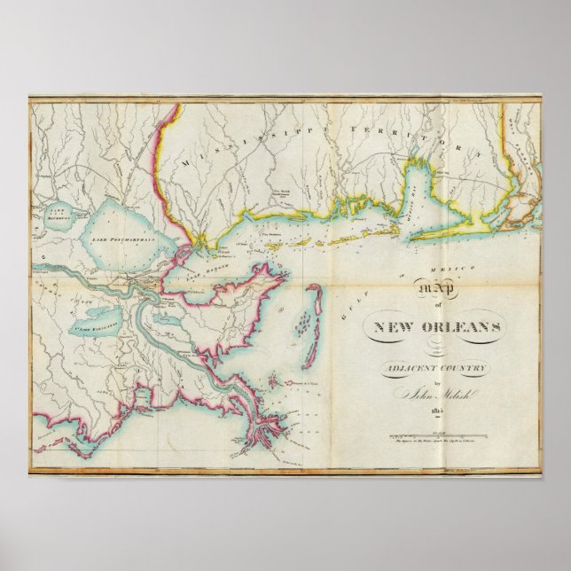 Karte von New Orleans und Nachbarland Poster (Vorne)