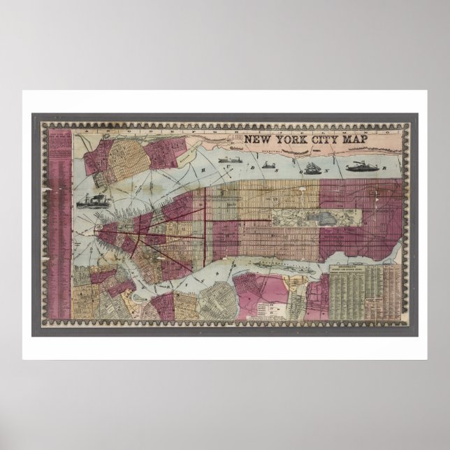 Karte von New York City (1857) Poster (Vorne)