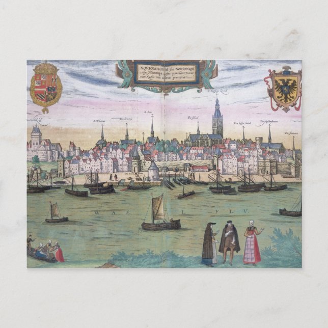 Karte von Nijmegen, von "Civitates Orbis Terrarum" (Vorderseite)