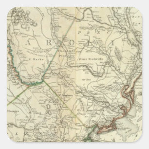 Karte von Nord- und Süd-Carolina Quadratischer Aufkleber