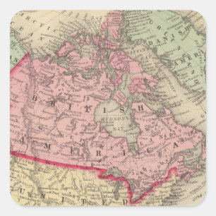 Karte von Nordamerika Quadratischer Aufkleber