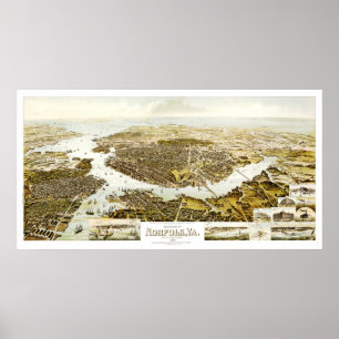 Karte von Norfolk, von VA und von Umgebung im Poster