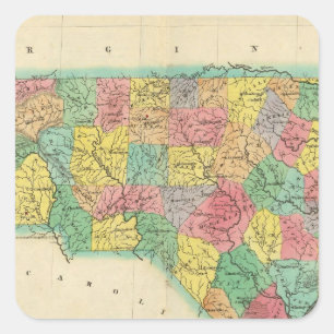 Karte von North Carolina Quadratischer Aufkleber