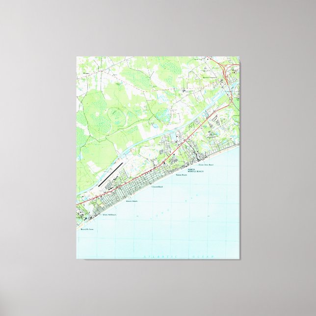 Karte von North Myrtle Beach South Carolina (1990) Leinwanddruck (Vorderseite)