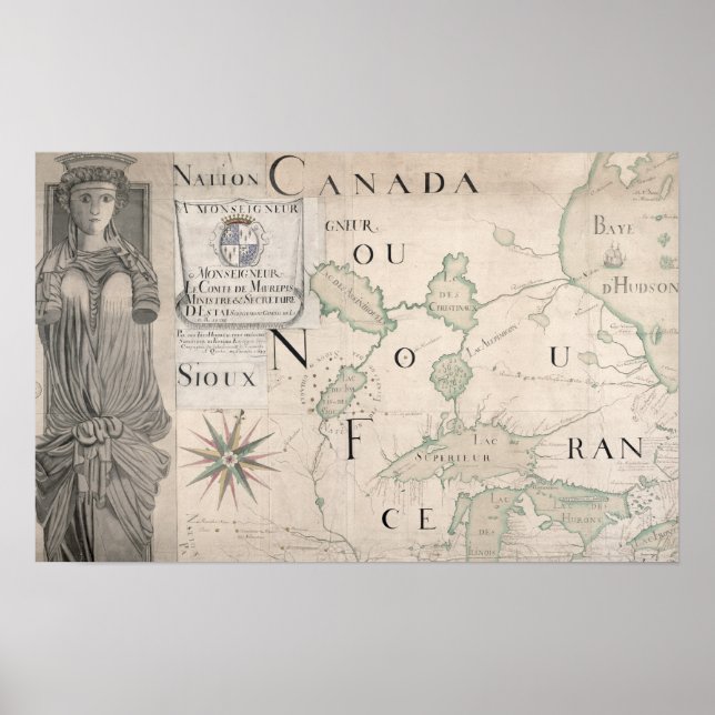 Karte von Nouvelle-France 1699 Poster (Vorne)