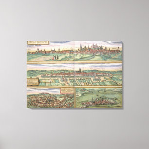 Karte von Nürnberg, von Ulm und von Saltzburg, vo Leinwanddruck