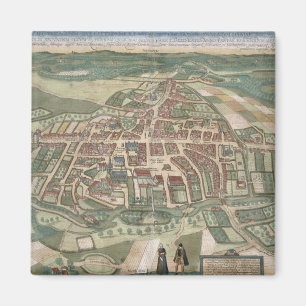 Karte von Odense, von "Civitates Orbis Terrarum" Magnet