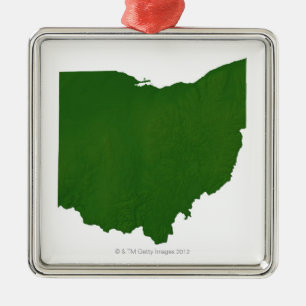 Karte von Ohio Silbernes Ornament